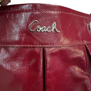 Coach Ashley Red/Merlot Hippie Signature Patent Leather Crossbody Purse